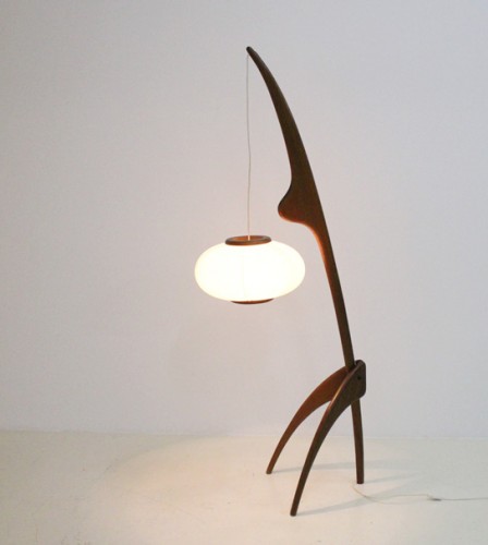 1950 Sculptural Floor Lamp Named Praying Mantis By J Rispal Mdba